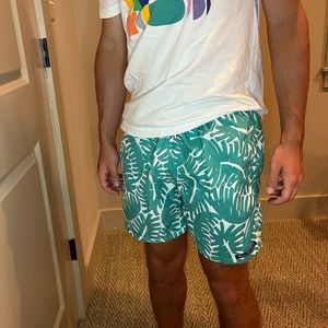 Life in Shorts swim trunks with leaf prints